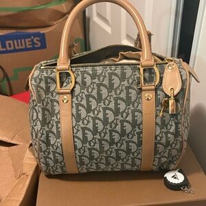Christian Dior vintage trotter Boston bag green